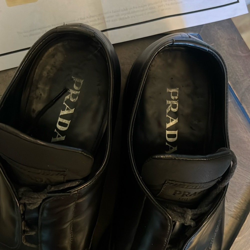 🛑 1 hour sale. Prada, Men’s Black Leather Lace Up Oxfords, Authentic 2776 Size 9 - Picture 4 of 13